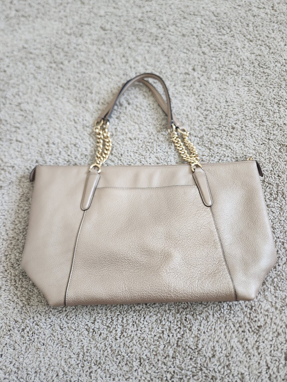 Coach Ava Chain Tote Gold Platinum Pebbled Leather - Picture 6 of 10